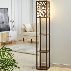 LIVINGANDHOME Living and Home Floo Lamp Wood Standing with Stoage Shelf