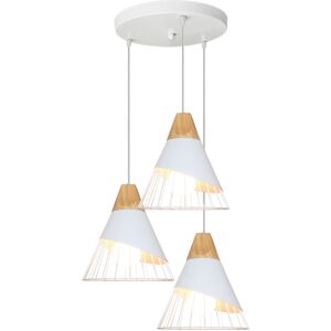 Wottes - 3 Lights Pendant Light Metal Wood Ceiling Light Shade Modern White Hanging Lamp