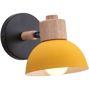 WOTTES Modern Simple Wall Lamp Wooden Metal Wall Sconces Rotatable Wall Light E27 - Yellow