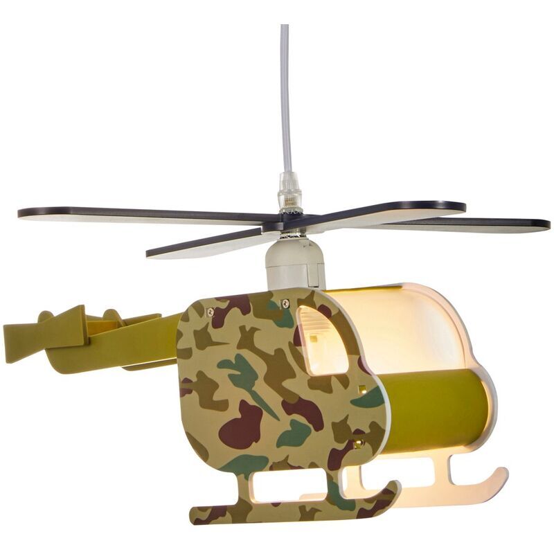 Glow Helicopter Ceiling Pendant 1 Light Children's Lighting - Green - Litecraft