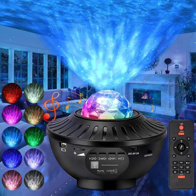 HÉLOISE Star Sky Projector,LED Ceiling Galaxy Projector,Galaxy Lamp with Music Player Remote Control,Starry Sky Projector Baby Child Night Light with