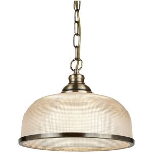 Searchlight Bistro - 1 Light Dome Ceiling Pendant White, Antique Brass, Glass, E27