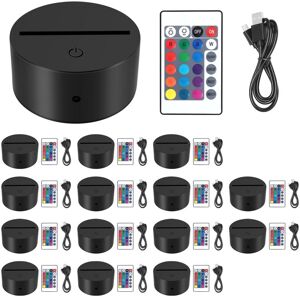TLILY 15 Sets 3D Night LED Light Lamp Base 16 Colors Display with Remote Control USB for Acrylic