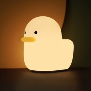 DEWDAT 1pc LED Duck Night Light, Cute Animal Silicone Nursery Night Light USB Rechargeable Table Lamp Bedside Lamp for Bedroom, Living Room