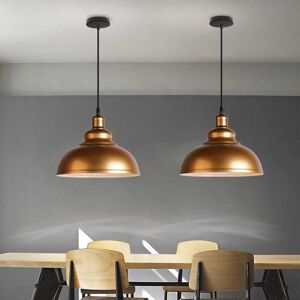 Wottes - 2-pack Industrial Vintage Ceiling Pendant Light Metal Hanging Lamp Adjustable 100cm Chandelier Gold Ø29CM