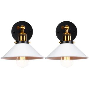 Wottes - 2-pack Industrial Wall Light Fixture Adjustable Wall Sconce Decorate Metal Wall Lamp for Restaurant Kitchen White Ø26CM