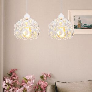WOTTES 2-pack Modern Ceiling Hanging Lamp Crystal Chandelier Lampshade Fixture Semi Flush Pendant Lighting White Ø26cm