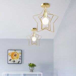 WOTTES 2-pack Modern Ceiling Light Metal Semi Flush Ceiling Lamp Fixture Star Pendant Lamp with E27 Socket Gold