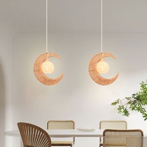 Wottes - 2-pack Modern Ceiling Pendant Light Moon Hanging Lamp Adjustable Chandelier Great Gift for Child and Friend Ø38cm