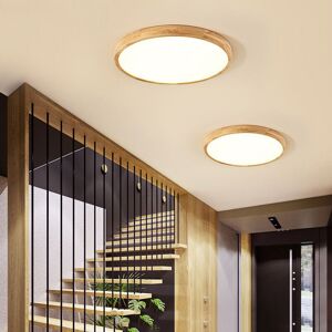 Wottes - 2-pack Modern led Ceiling Light Flush Mount Ceiling Lamp Round Pendant Light Wood Grain Flat Hanging Light Neutral Light Ø40CM