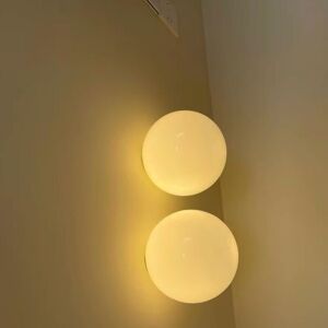 WOTTES 2-pack Modern Wall Lamp Indoor Wall Sconce Lights Glass Globe Wall Light Fixtures Glossy White Ceiling Light 5W Warm Light G9 Ø20cm