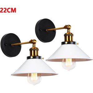 AXHUP 2 Pack Wall Light Industrial Ceiling Light Edison Style Metal Ceiling Lamp Retro with 180 Degree Rotation Ø22cm for Living Room Bedroom Loft White