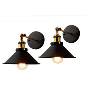 Axhup - 2 Pack Wall Light Industrial Vintage E27 Ø22cm Wall Lampe Adjustable 2 in 1 Ceiling Light for Living Room Bedroom Loft Black