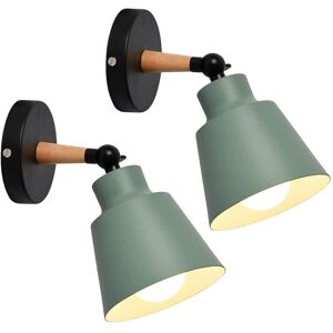 TINOR 2 Packs Vintage Industrial Wall Lights Ceiling Lamps E27 Adjustable Metal Indoor Retro Wall Lamp for Bedroom Kitchen Restaurant (No Switch, Green)