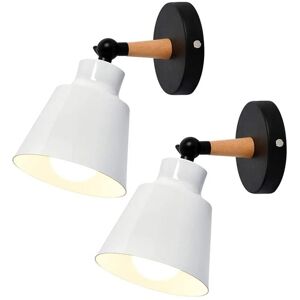 TINOR 2 Packs Vintage Industrial Wall Lights Ceiling Lamps E27 Adjustable Metal Indoor Retro Wall Lamp for Bedroom Kitchen Restaurant (No Switch, White)