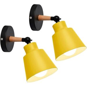 TINOR 2 Packs Vintage Industrial Wall Lights Ceiling Lamps E27 Adjustable Metal Indoor Retro Wall Lamp for Bedroom Kitchen Restaurant (No Switch, Yellow)