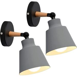 MEMKEY 2 Packs Vintage Industrial Wall Lights Ceiling Lamps E27 Lights Metal Adjustable Retro Indoor Wall Light for Bedroom Kitchen Restaurant (Gray)