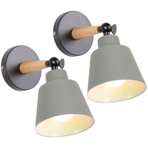TINOR 2 Packs Vintage Industrial Wall Lights Ceiling Lamps E27 Adjustable Metal Indoor Wall Lamp Retro for Bedroom Kitchen Restaurant (No Switch, Gray)