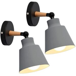 TINOR 2 Packs Vintage Industrial Wall Lights Ceiling Lamps E27 Adjustable Metal Indoor Wall Lamp Retro for Bedroom Kitchen Restaurant (No Switch, Gray)