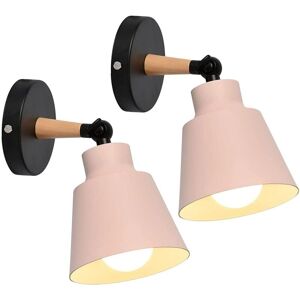 TINOR 2 Packs Vintage Industrial Wall Lights Ceiling Lamps E27 Adjustable Metal Indoor Wall Lamp Retro for Bedroom Kitchen Restaurant (No Switch, Pink)