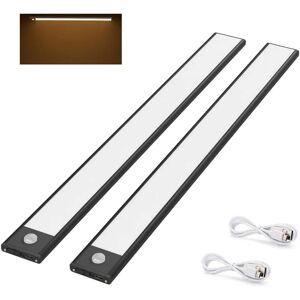 TINOR 2 Pcs led Closet Light, 40cm, Wireless, usb Rechargeable, Magnetic, Motion Sensor, 3 Lighting Modes, Portable, Closet Light, Warm White 3000K, Black
