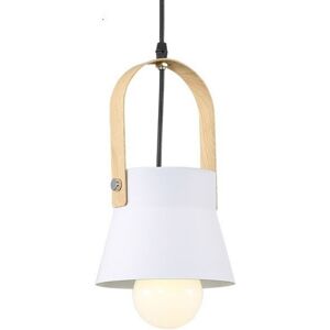 WOTTES Modern Simple Pendant Light Nordic Ceiling Lamp Metal Wooden Hanging Lamp for Kitchen Bedroom White