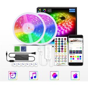 Tonchean - 20M 360RGB 5050 smd Bluetooth Smart led Strip Light - With Remote Control + app, Sync with Music Rhythm/Function