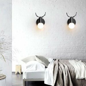 AXHUP 2pcs Creative Wall Lamp Modern Antlers Shape Wall Light Metal Christmas Deer Wall Sconce for Living Room Bedroom Bedside (Black)