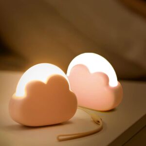 Ikodm - 2pcs Kids Night Light Rechargeable Dimmable with 4 Intensities and Silicone Cord, Portable led for Girls, Baby Room Decoration Gifts (pink)