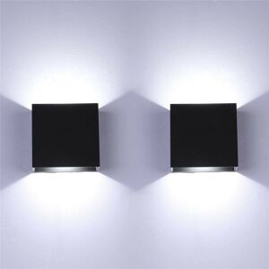 AXHUP 2pcs led Wall Light 6W Modern Aluminum Wall Lamp Sconce Fixtures for Living Room Bedroom Outdoor (Black, Cool White)