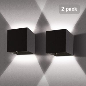AXHUP 2pcs led Wall Light Indoor Modern 12W Aluminum Wall Lamp Sconce Fixtures for Living Room Bedroom (Black, Cool White)