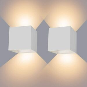 Axhup - 2pcs led Wall Light Indoor Modern 12W Aluminum Wall Lamp Sconce Fixtures for Living Room Bedroom (White, Warm White)