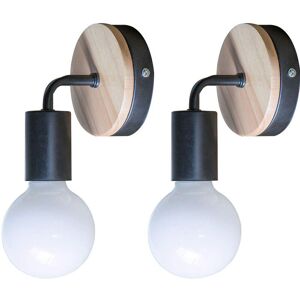 Axhup - 2pcs Modern Wall Light E27 Holder, Indoor Minilist Wall Lamp Simple Wall Sconce for Beside Bedroom Living Room (Black)