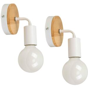 Axhup - 2pcs Modern Wall Light E27 Holder, Indoor Minilist Wall Lamp Simple Wall Sconce White for Bedroom Living Room
