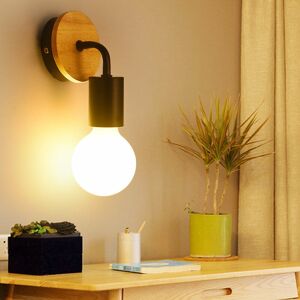 Axhup - 2pcs Modern Wall Light E27 Indoor Minilist Wall Lamp Simple Wall Sconce Black for Bedroom Living Room
