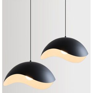 WOTTES Vintage Industrial Ceiling Pendant Light Fixtures Adjustable Hanging Lamp Black Metal Chandelier Lampshade Ø30CM 2Pcs