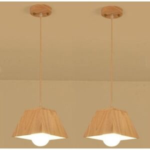 WOTTES Modern Simple Pendant Light Geometric Ceiling Lamp Adjustable Hanging Lamp Indoor Wooden Chandelier 2PCS