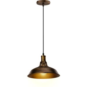 AXHUP Vintage Metal Chandelier, Hanging Light with Dome Lampshade, Retro Industrial Pendant Light Ø27cm Brass, 1PCS