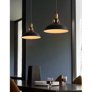 AXHUP 2pcs Vintage Pendant Light, Hanging Light with Dome Metal Lampshade, Retro Industrial Chandelier (Black & White, Ø27cm)