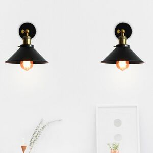 AXHUP 2pcs Wall Light Vintage, Industrial Indoor 240° Adjustable Retro E27 Wall Sconce for Living Room Bedroom Restaurant Loft, Ø26mm Black