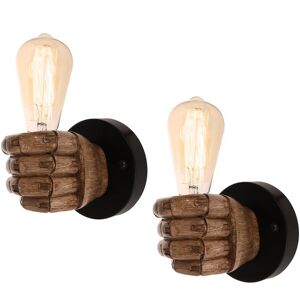 AXHUP 2pcs Wall Lighting Fixture, Creative Hand Fist Shaped Wall Lamp, Industrial Resin Wall Sconce for Bedroom Living Room - Left