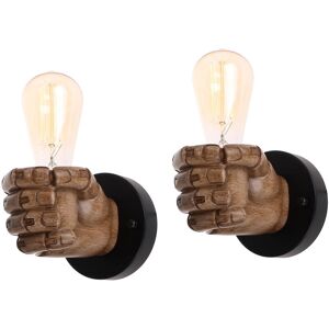 AXHUP 2pcs Wall Lighting Fixture, Creative Hand Fist Shaped Wall Lamp, Industrial Resin Wall Sconce for Bedroom Living Room - Right