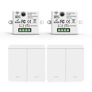 Tlily - 2PCS Wireless Light Wall Switch rf 433Mhz Relay Receiver with 2x 2Gang Panel led Remote Control for Lamp