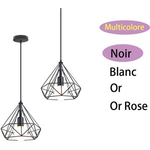AXHUP 2X Ø25cm Diamond Pendant Light Retro Hanging Lamp Industrial Metal Chandelier Antique Vintage Ceiling Lamp Black