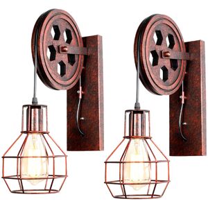 AXHUP 2 Pack Vintage Wall Lamp Creative Wall Lamp E27 Antique Pulley Wall Light Industrial Retro Wall Sconce