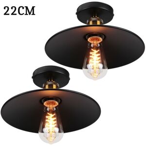 Axhup - 2x Ceiling Lighting Fitting Vintage, Creative Metal Ceiling Lamp, Industrial Chandelier with Lampshade for Living Room Hallway (Black)