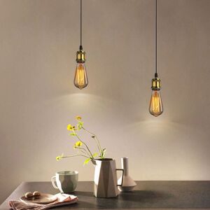 AXHUP 2X Industrial Pendant Lighting Fitting, Vintage Simple Hanging Ceiling Lamp, Retro Chandelier E27 Socket (Bronze)