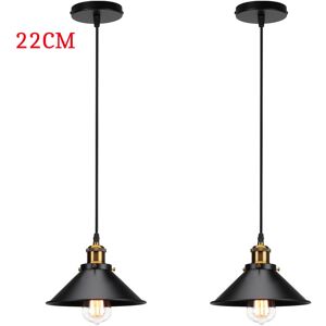 AXHUP Pendant Light Black, Vintage Simple Hanging Ceiling Lamp, Retro Chandelier with Ø22cm Lamp Shade (Black) 2Pack
