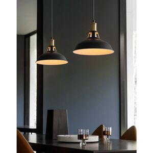 AXHUP 2X Vintage Pendant Light, Hanging Light with Dome Metal Lampshade, Retro Industrial Chandelier for Kitchen Island (Black & White, Ø27cm)