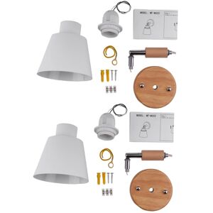 TLILY 2X Wooden Wall Sconces Bedside Lamp Wall Light Bedroom for Kitchen Modern Nordic (White)